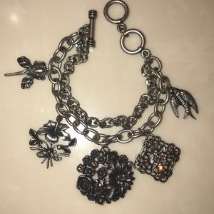 Antique silver charm bracelet